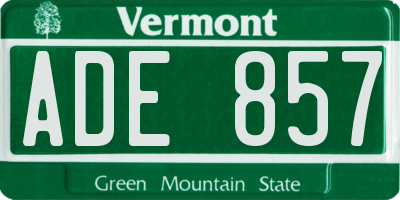 VT license plate ADE857
