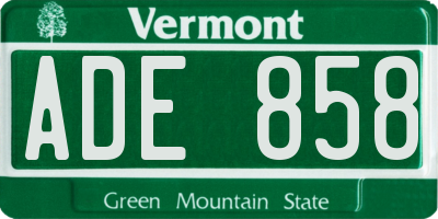 VT license plate ADE858