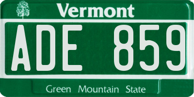 VT license plate ADE859