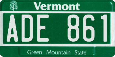 VT license plate ADE861