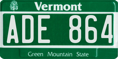 VT license plate ADE864