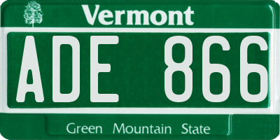 VT license plate ADE866