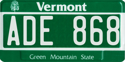VT license plate ADE868