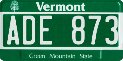 VT license plate ADE873