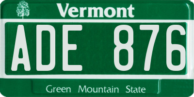 VT license plate ADE876