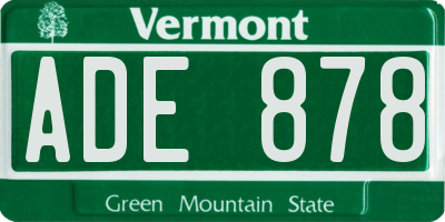 VT license plate ADE878