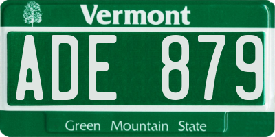 VT license plate ADE879