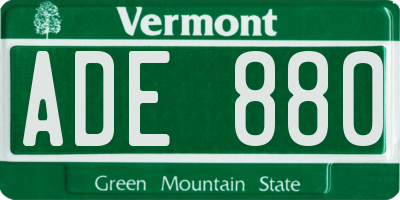 VT license plate ADE880