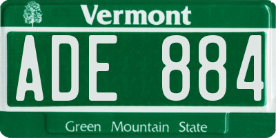 VT license plate ADE884