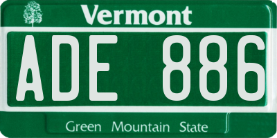 VT license plate ADE886