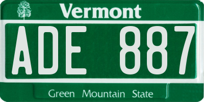 VT license plate ADE887