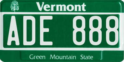 VT license plate ADE888