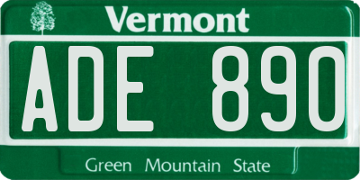 VT license plate ADE890