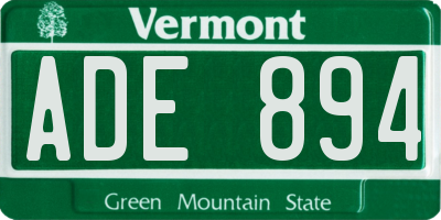 VT license plate ADE894