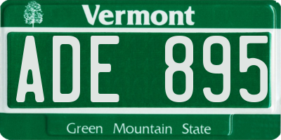 VT license plate ADE895