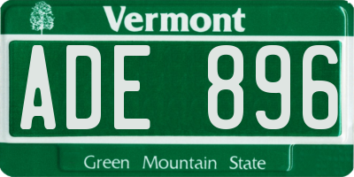 VT license plate ADE896