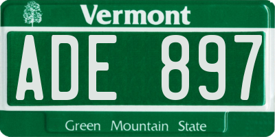 VT license plate ADE897