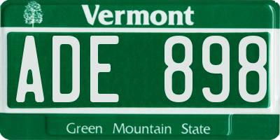 VT license plate ADE898