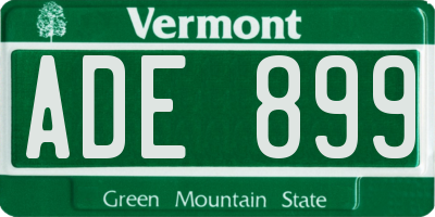 VT license plate ADE899