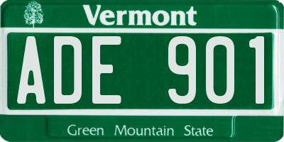 VT license plate ADE901