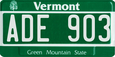 VT license plate ADE903