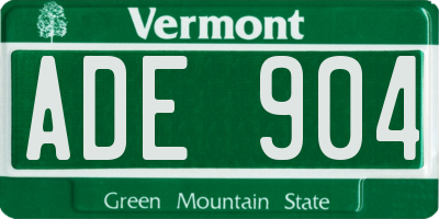 VT license plate ADE904