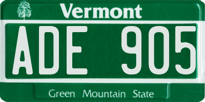 VT license plate ADE905