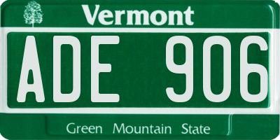 VT license plate ADE906