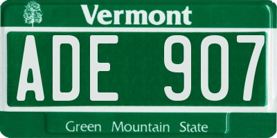 VT license plate ADE907
