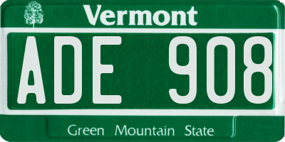 VT license plate ADE908