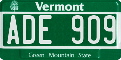 VT license plate ADE909