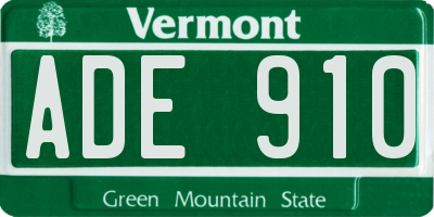 VT license plate ADE910