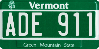 VT license plate ADE911