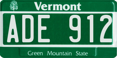 VT license plate ADE912