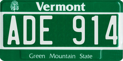 VT license plate ADE914