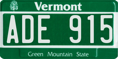 VT license plate ADE915