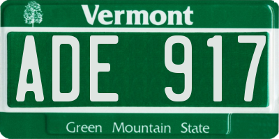 VT license plate ADE917