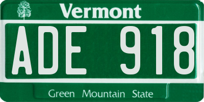 VT license plate ADE918