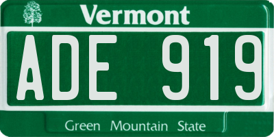 VT license plate ADE919