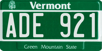 VT license plate ADE921