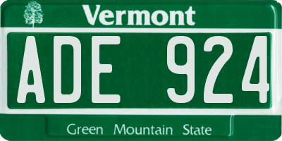 VT license plate ADE924
