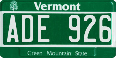 VT license plate ADE926