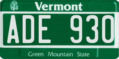 VT license plate ADE930