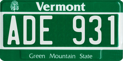 VT license plate ADE931