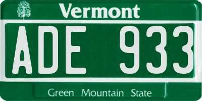 VT license plate ADE933