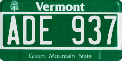 VT license plate ADE937