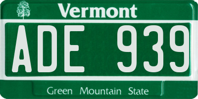 VT license plate ADE939