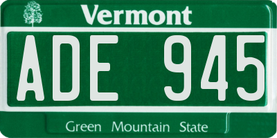 VT license plate ADE945