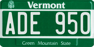 VT license plate ADE950