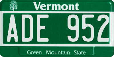 VT license plate ADE952